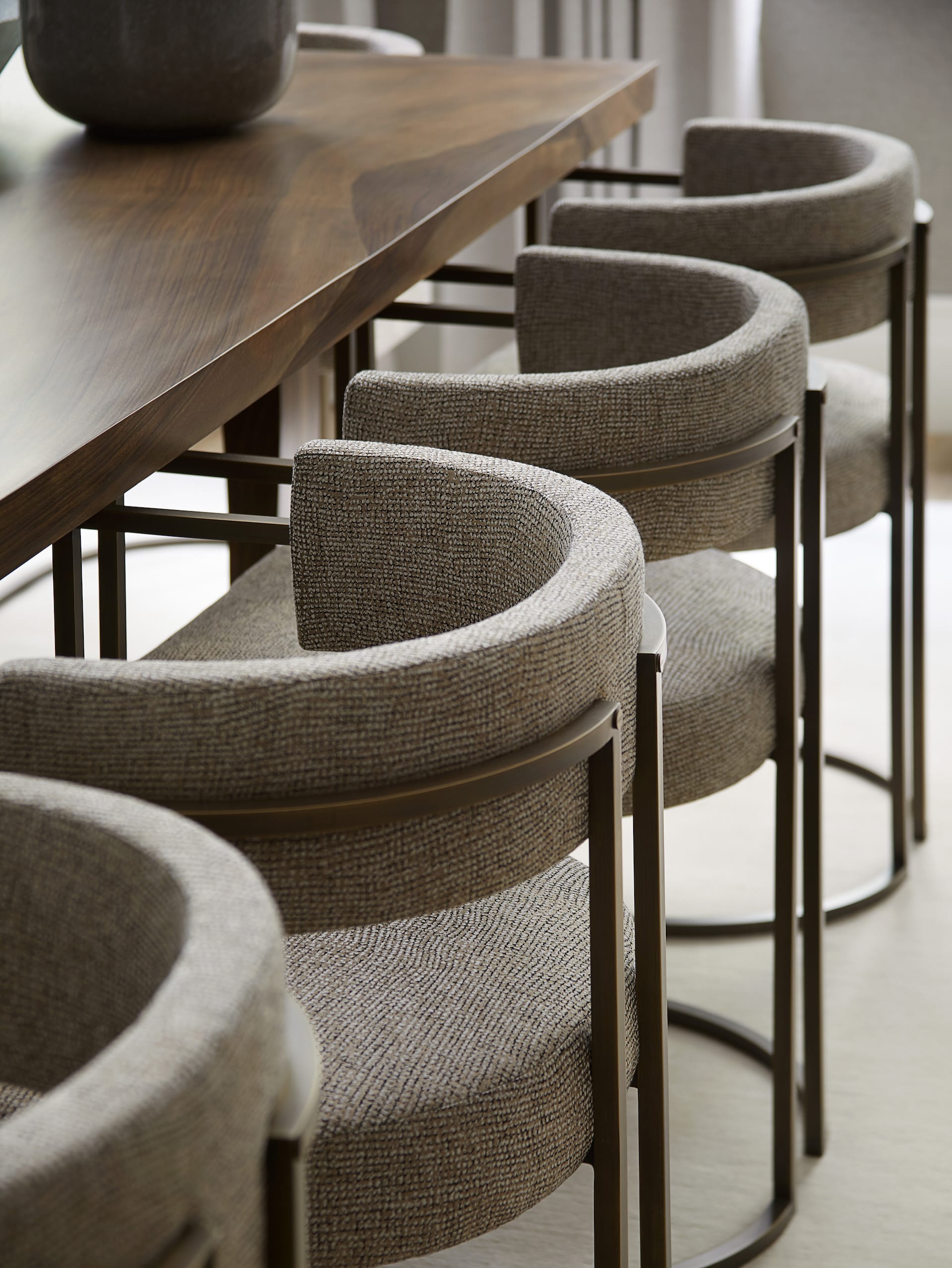 Eco, handcrafted English walnut used on the dining table by Millier